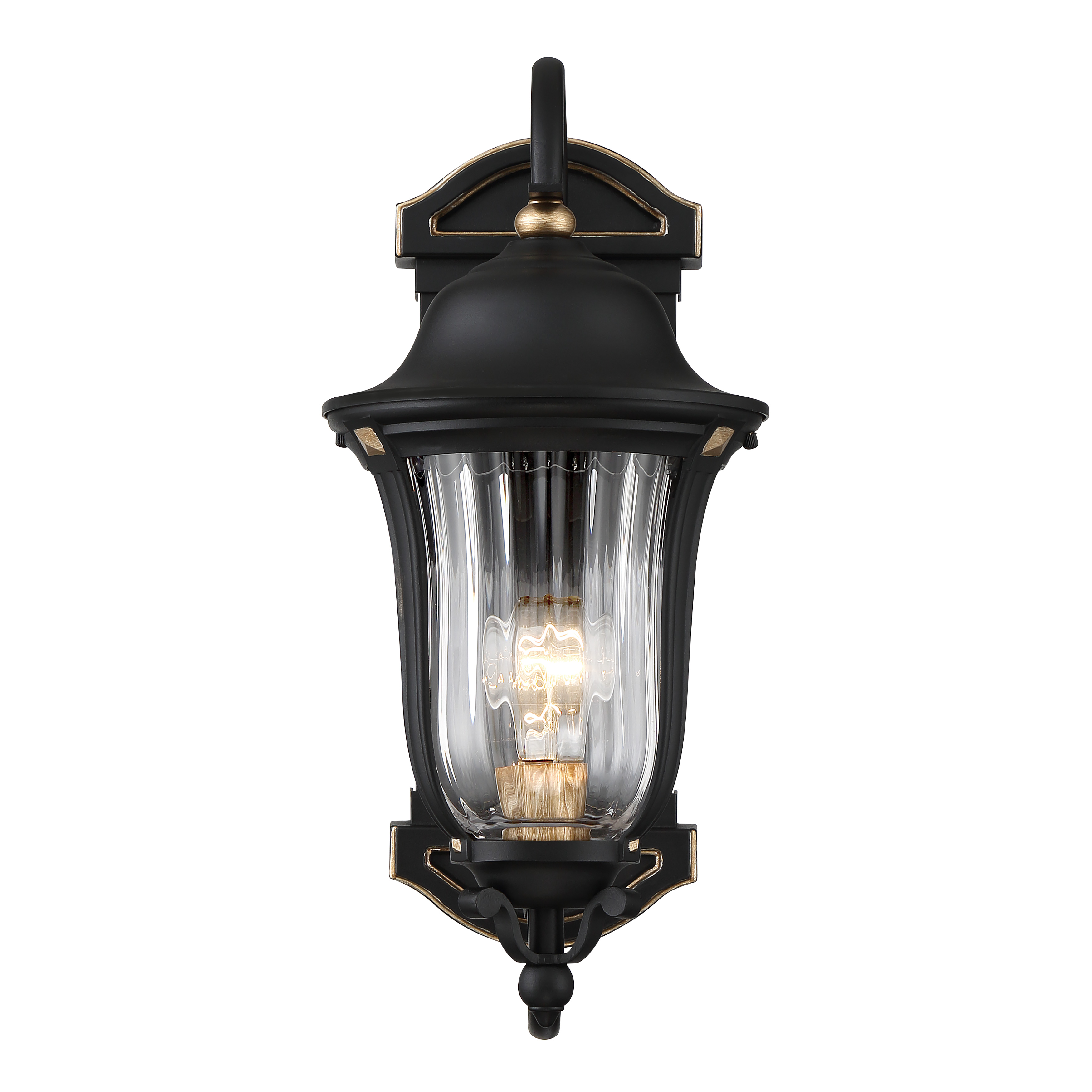 1 Light Wall Mount in Sand Coal and Vermeil Gold with Clear Ribbed Glass - alternate view