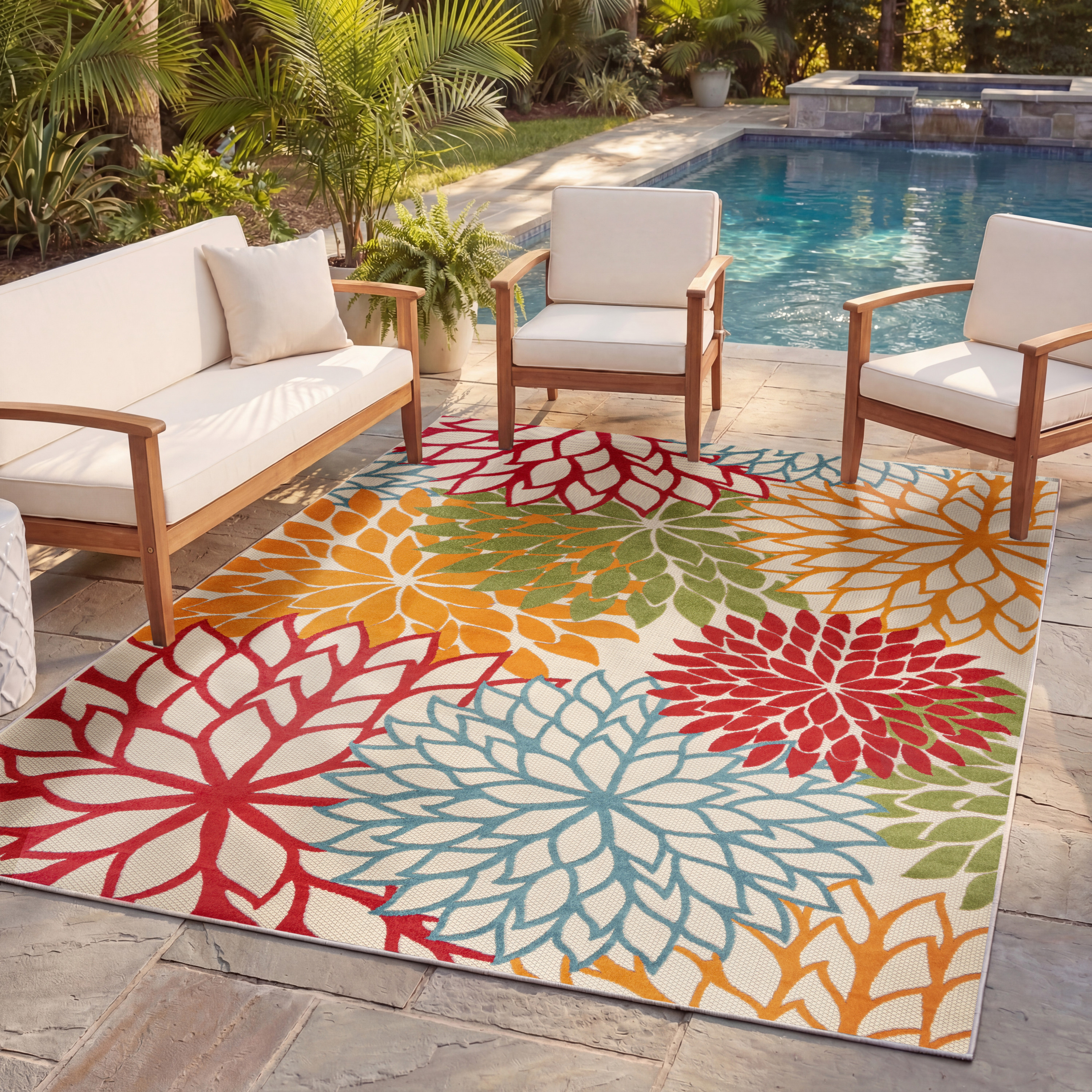 Nourison Aloha 6' x 9' Green Tropical Rug