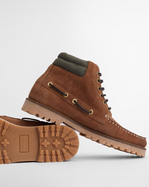 Re-Engineered Tiller Moccasin Boots Cognac Suede