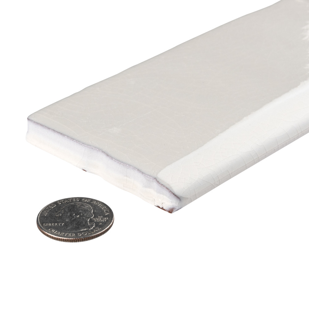Antic Craquelle Bullnose White 3 in. x 6 in. Ceramic Wall Trim