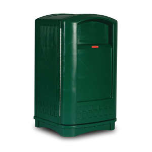 Rubbermaid Commercial, Plaza®, 50 gal, Resin, Green, Square, Receptacle