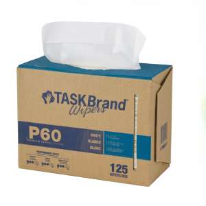 Hospeco, TaskBrand P60, 9.00"x16.75", Hydroentangled, General Purpose Wipers, White