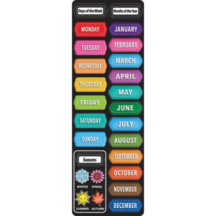 Classroom Mat Runner, Days, Months and Seasons, 15.5 in x 47 in