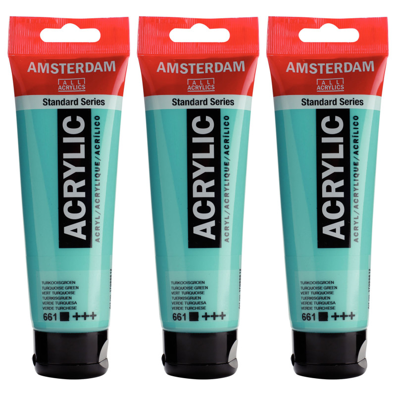 Standard Acrylic Paint, 120ml, Turquiose Grn 661, Pack of 3