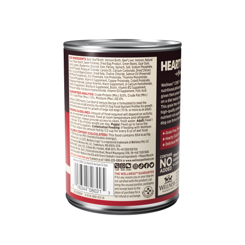 Wellness CORE Hearty Cuts Beef & Venison back packaging