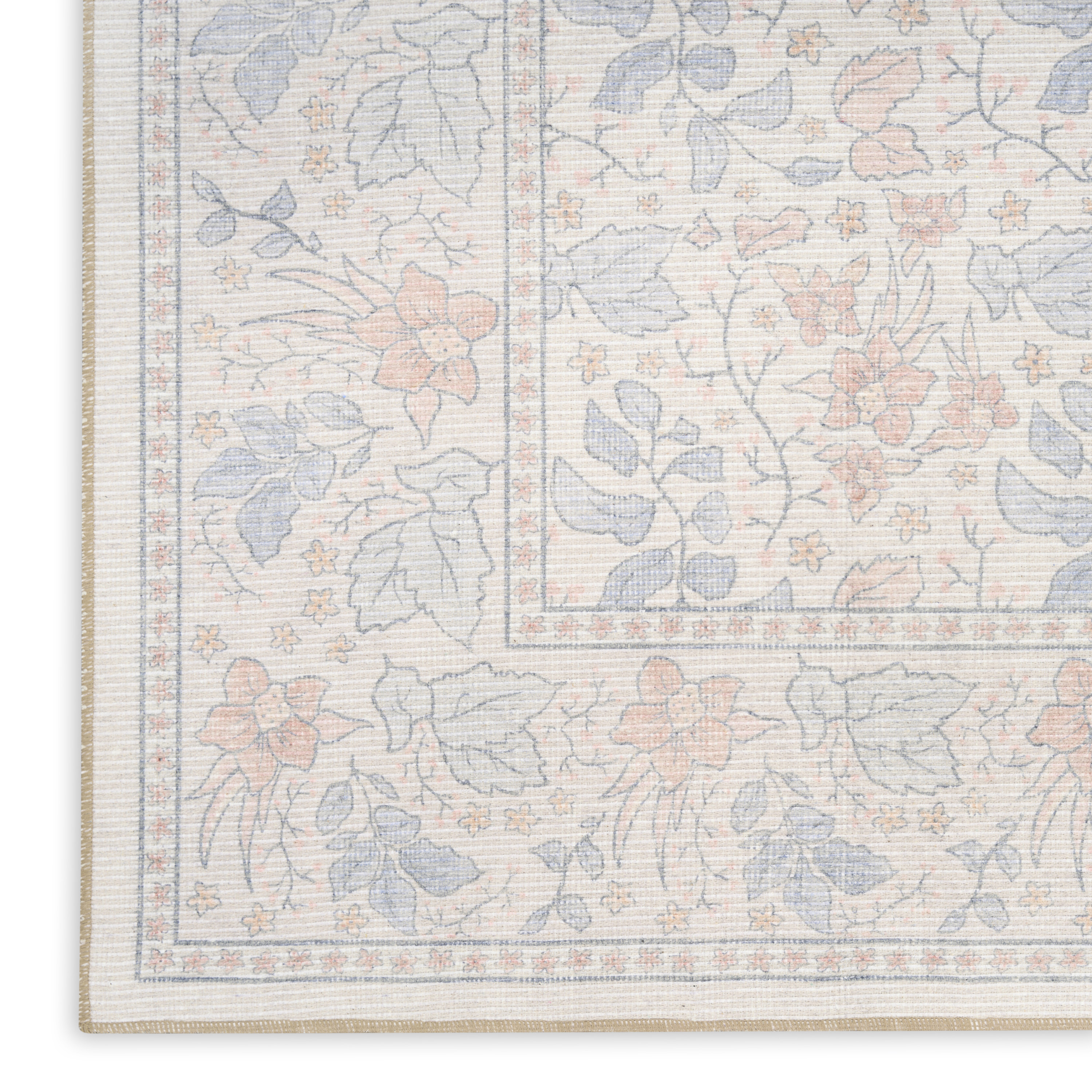Nourison Botanical Washables 2' x 6' Ivory Multicolor Farmhouse Indoor Rug