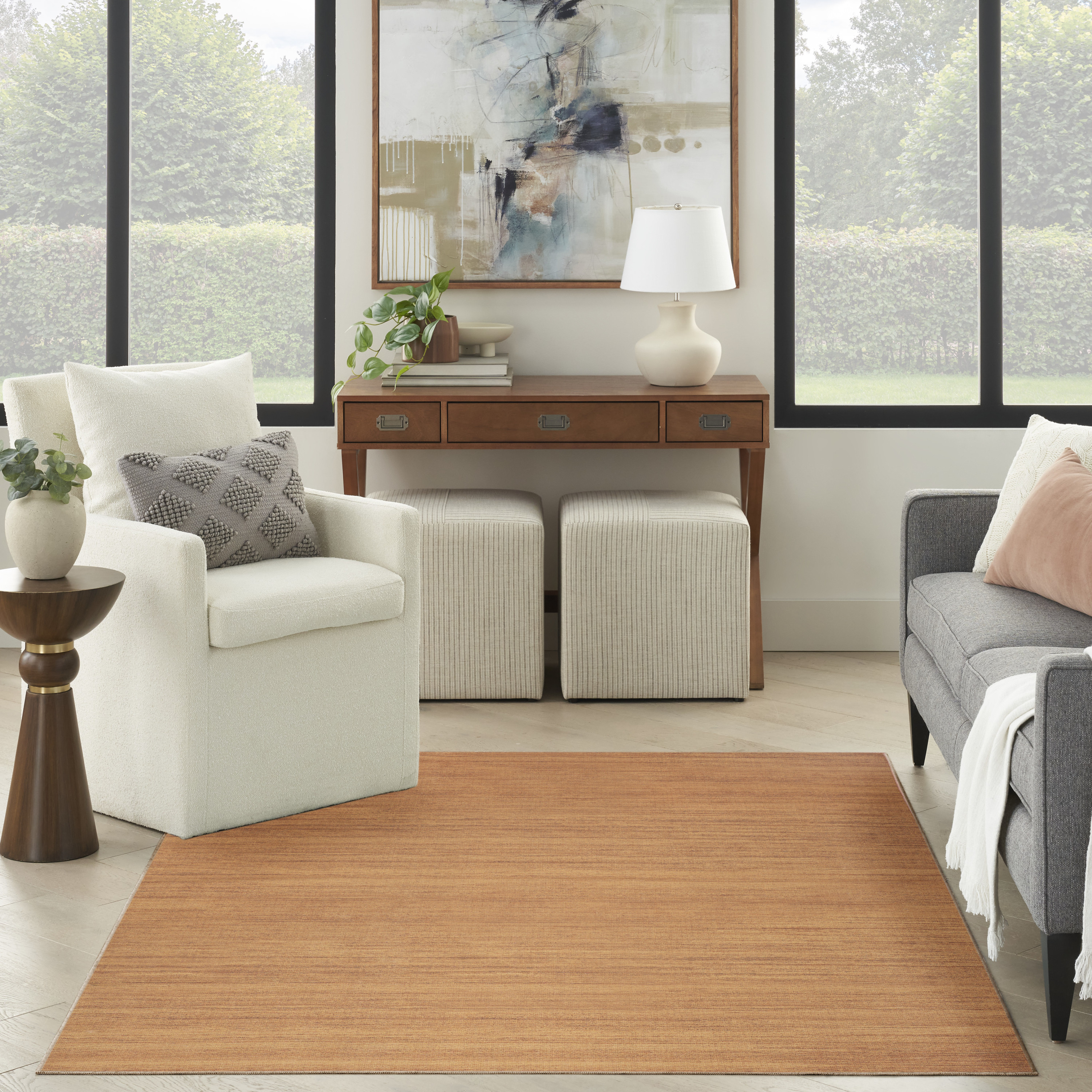 Nourison Washable Essentials 4' x 6' Copper Modern Indoor Rug