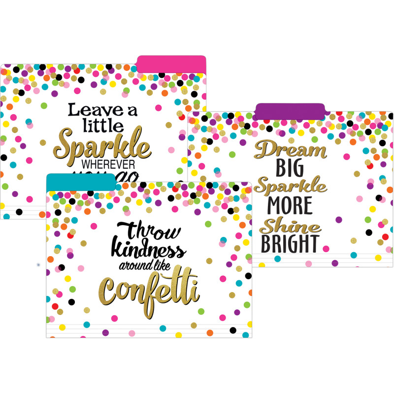 Confetti+File+Folders%2C+Letter+Size%2C+Pack+of+12