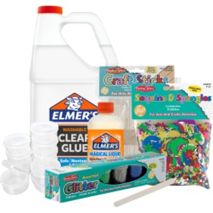 Slime Science Party Kit, Clear Glue, Slime Activator, Glitter, Sequins, Cups & Craft Sticks