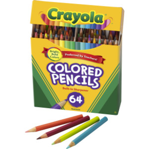 Short Colored Pencils, 64 Count with Sharpener