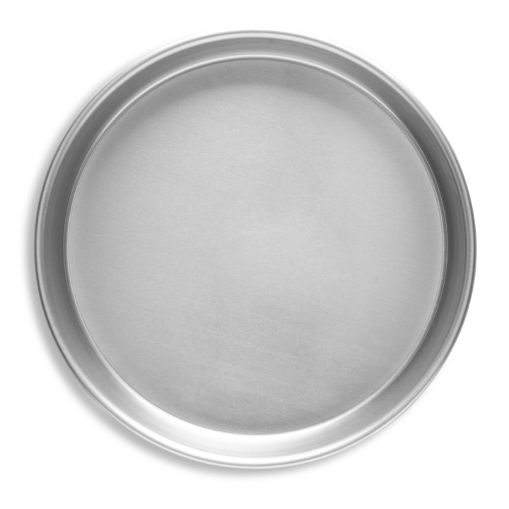 12-inch solid tapered press-cut aluminum pizza pan in natural finish