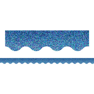 Blue Sparkle Scalloped Border Trim, 35 Feet