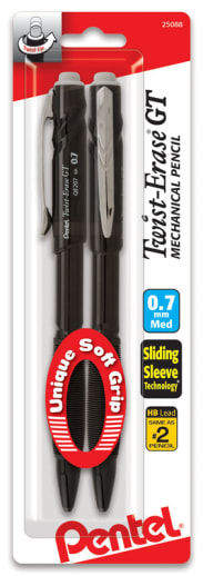 Pentel Twist-Erase GT 1 Click Mechanical Pencil (0.7mm) Assorted Barrels - 2 pack