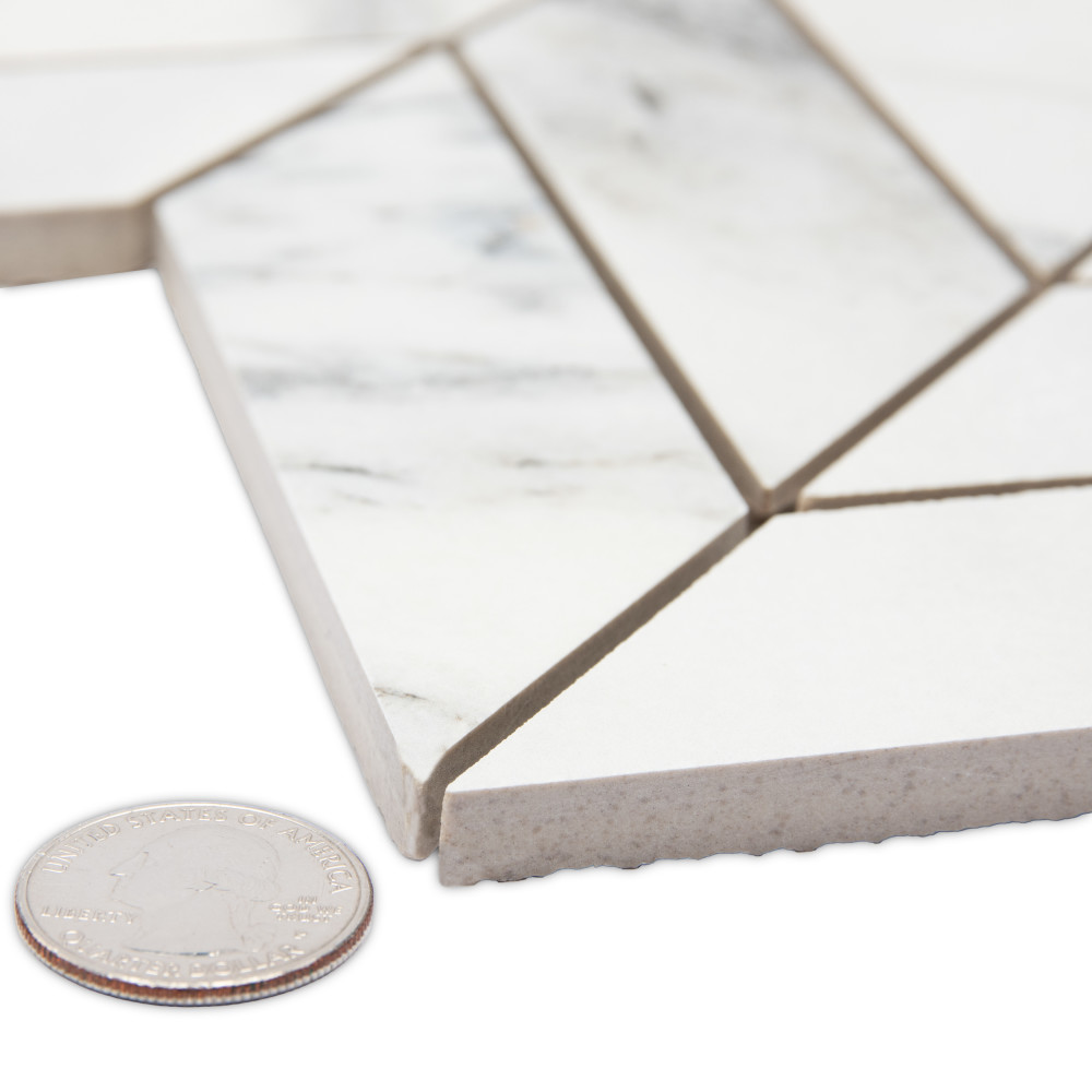 Touche Chevron Zebre 11-3/4 in. x 12-1/4 in. Porcelain Mosaic Tile