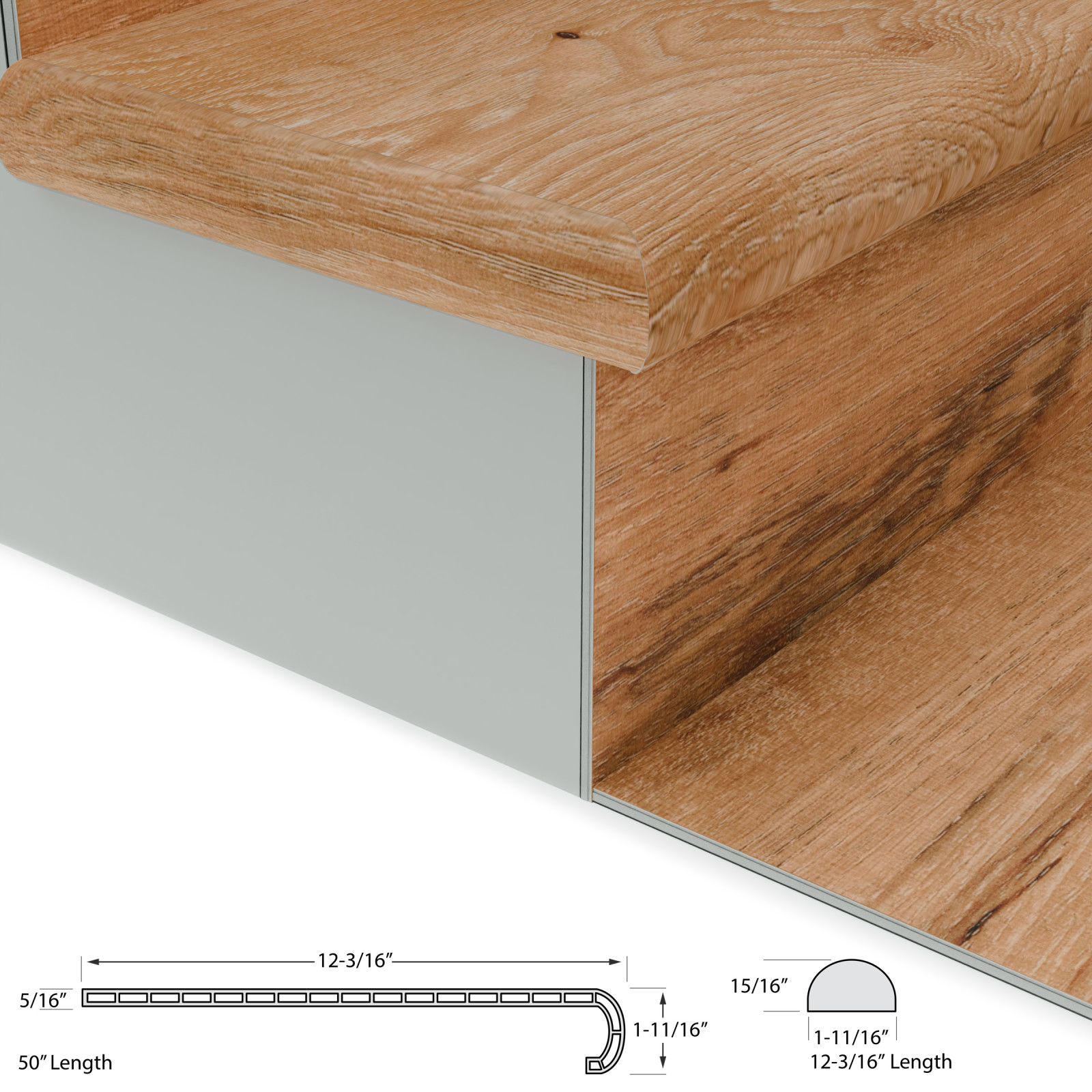North Shore Oak Cali Vinyl Stair Tread w/ Cap view 4