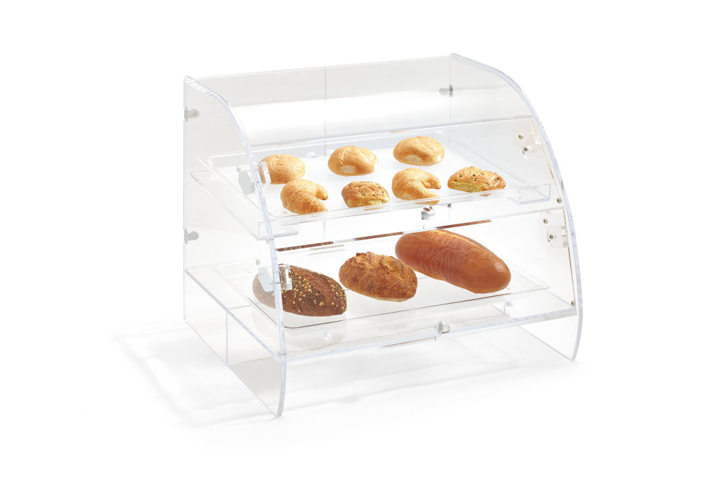 Extralarge twotier baked goods display case with front and rear access