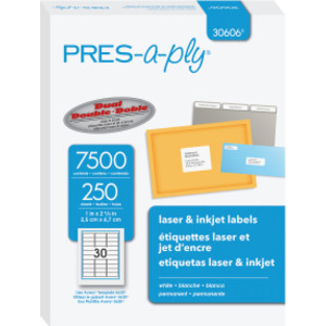 Printable Address Labels, 1" x 2-5/8", 7,500 Pack