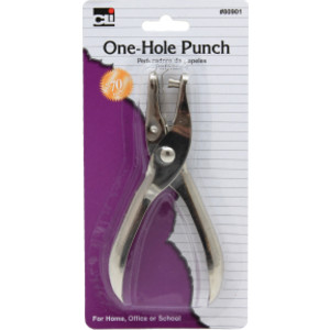 1 Hole Paper Punch with Catcher, Metal, Silver