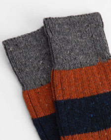 Houghton Stripe Socks Navy-Ginger