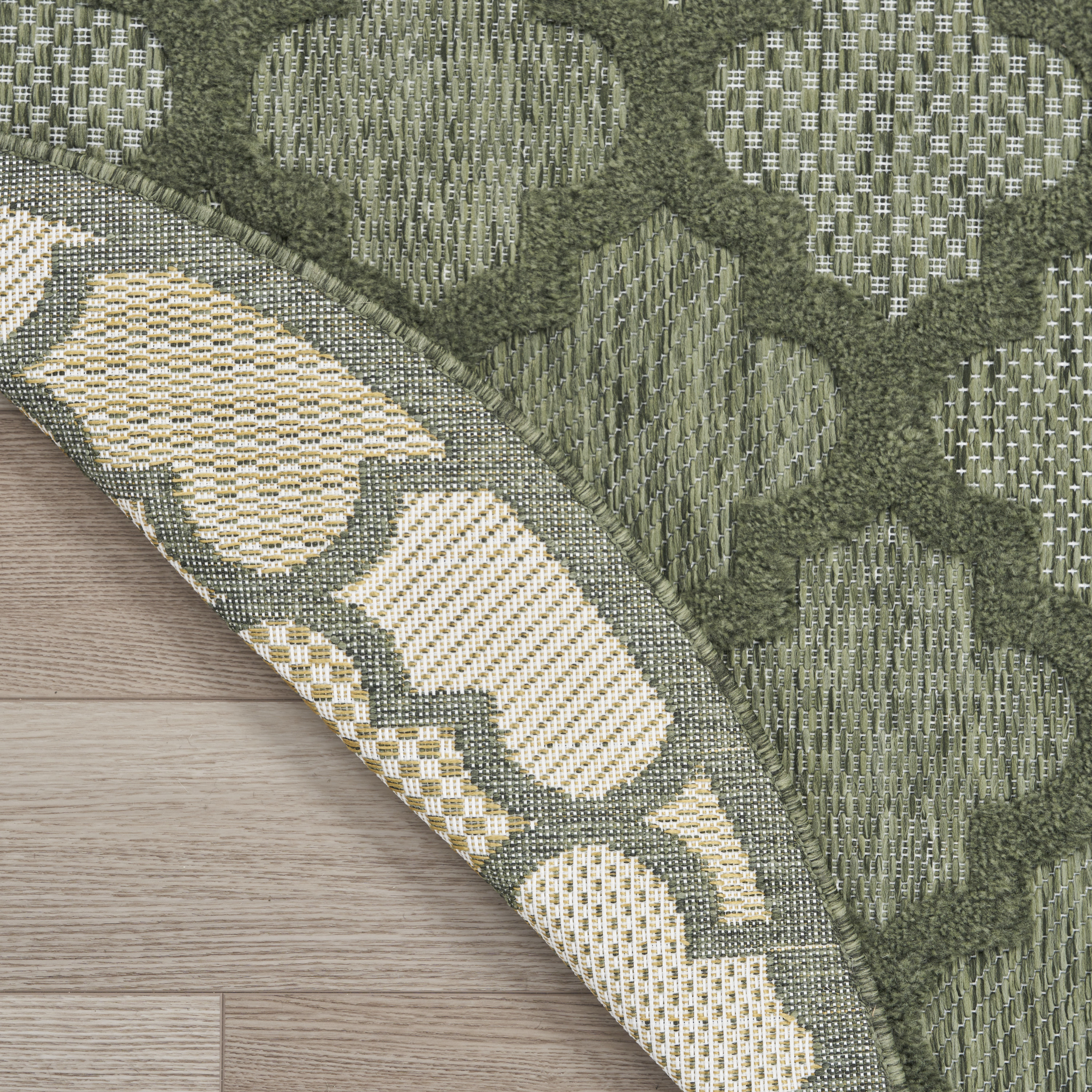 Nourison Easy Care 4' x Round Green Modern Rug