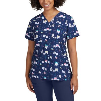 White Cross Women&#8216;s 3-Pocket V-Neck Scrub Top-White Cross