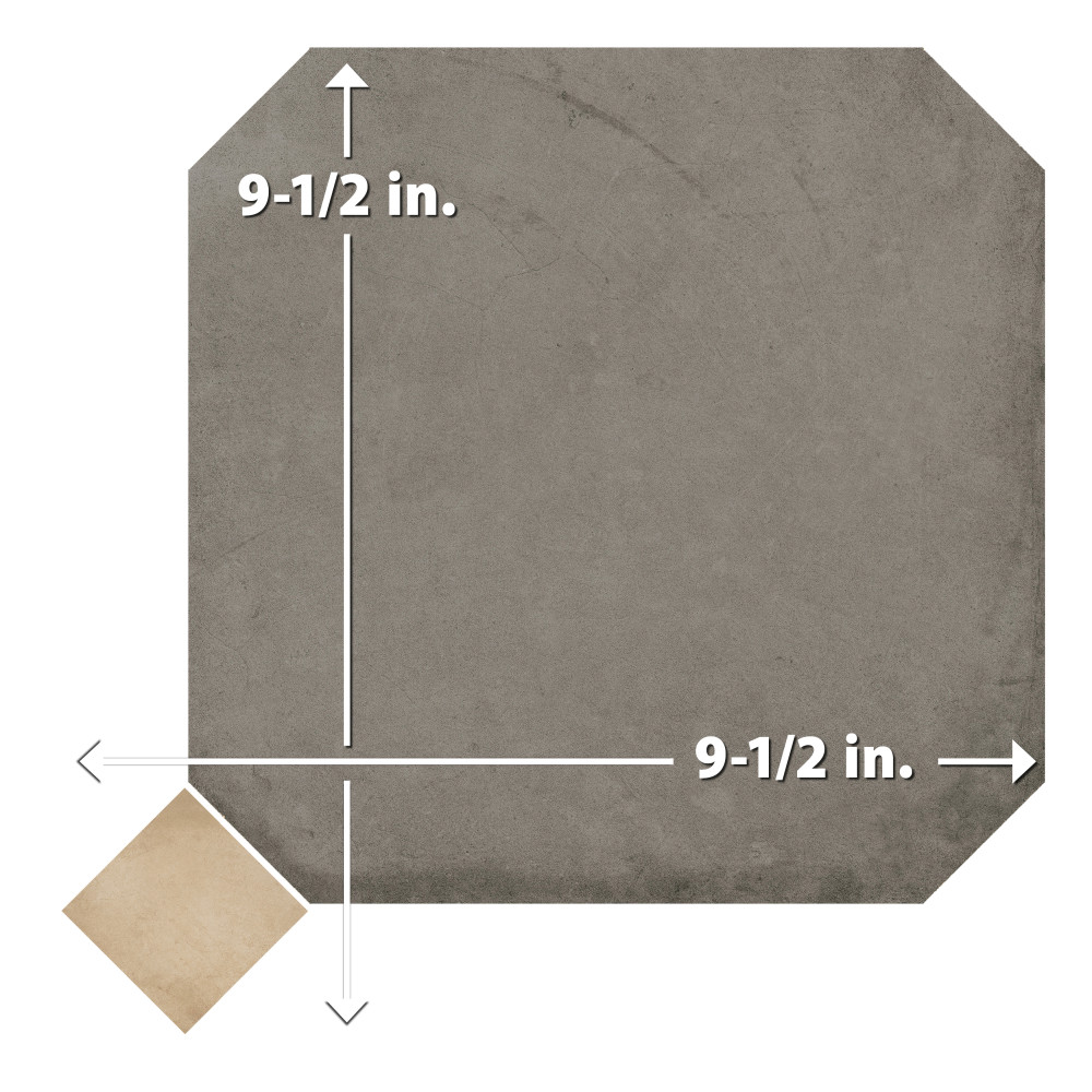 Laverton Octagon Grafito with Taco Beige 7-7/8 in. x 7-7/8 in. Porcelain Floor and Wall Tile