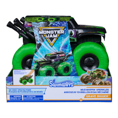 SwimWays Monster Jam Grave Digger Wild Whippin' Sprinkler with 360-Degree Spray, Pool Furniture & Outdoor Toys, Monster Jam Party Supplies, Water Toys for Kids Ages 4 & Up
