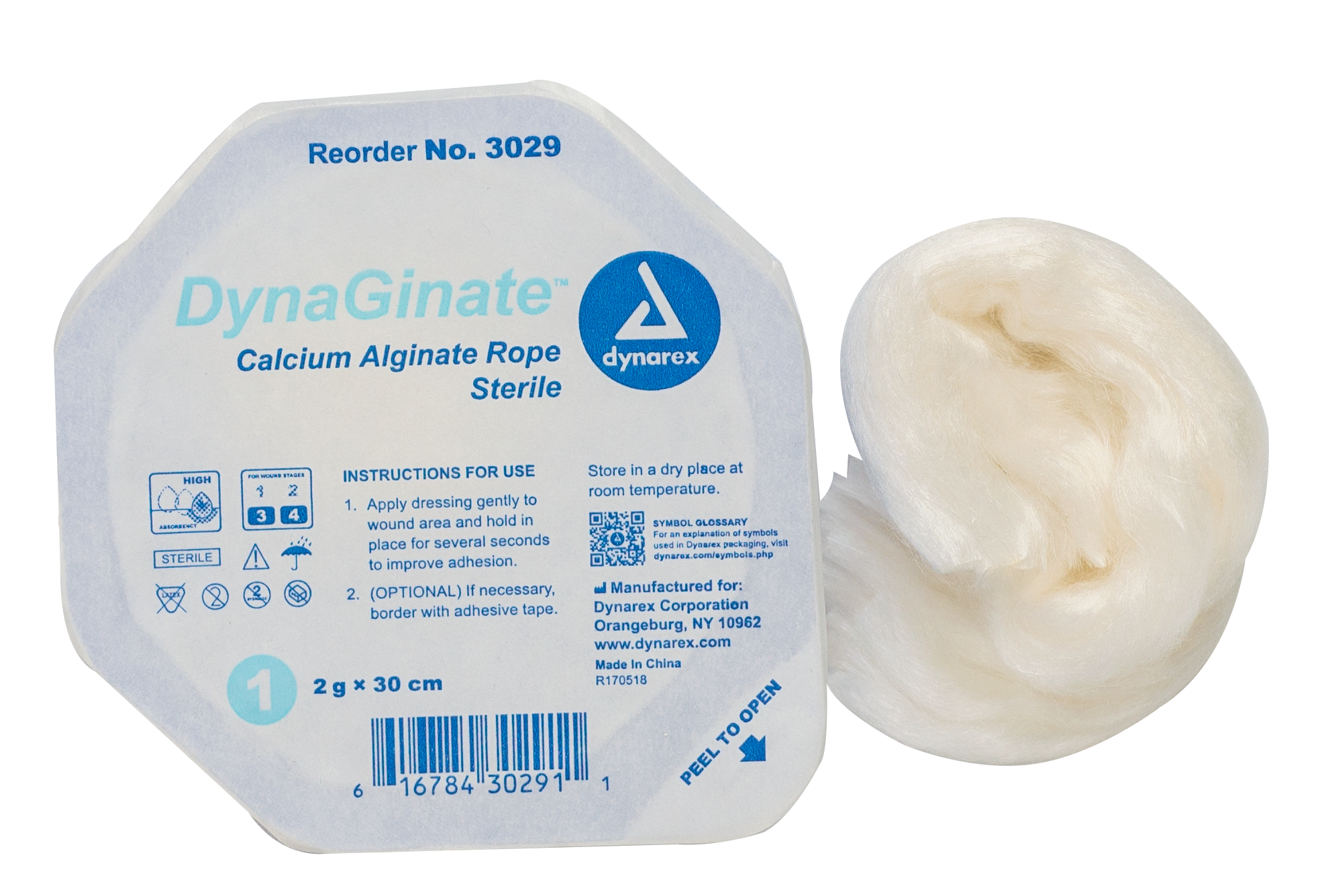 DynaGinate™ Calcium Alginate Dressing - 2gx30cm