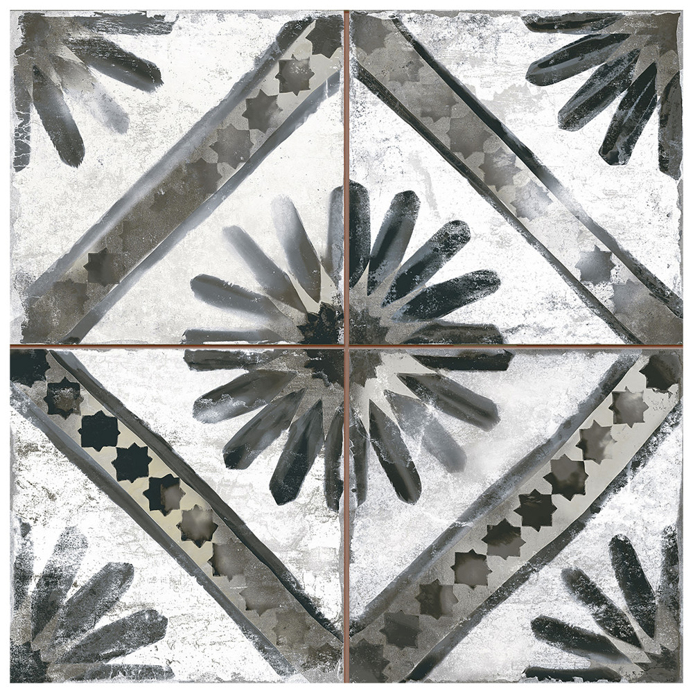 Kings Marrakech Charcoal Grey 17-5/8 in. x 17-5/8 in. Ceramic Floor and Wall Tile