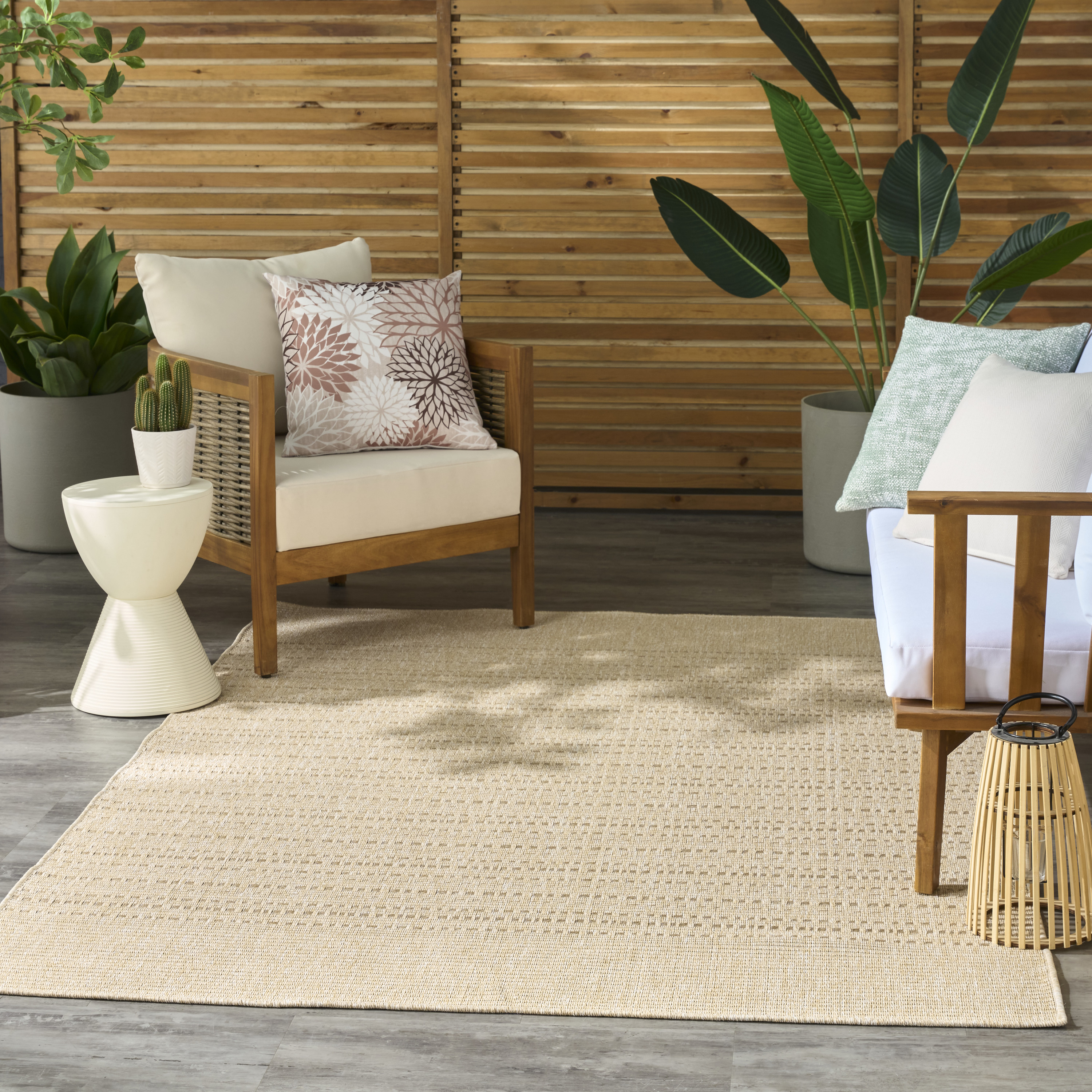 Nourison Tulum 6' x 9' Cream Outdoor Rug