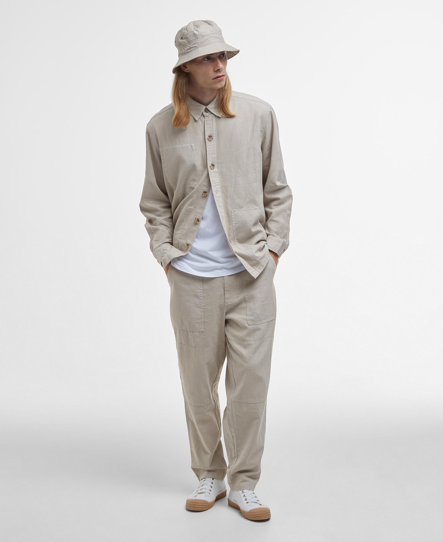 Natural Linen-Blend Overshirt image number 1