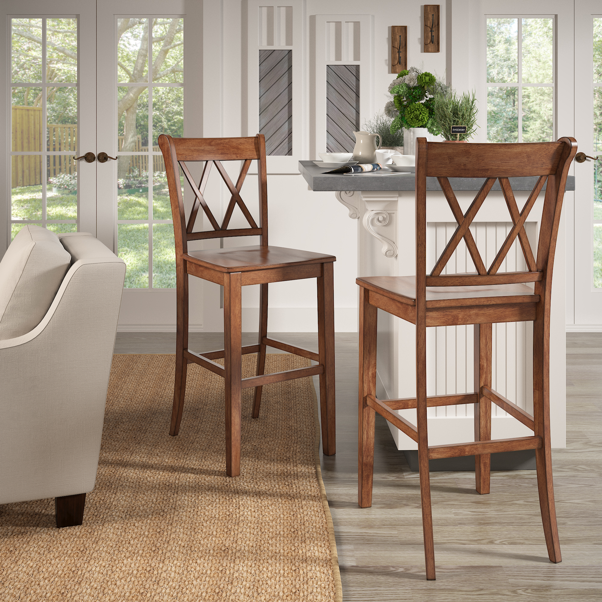 X-Back Bar Height Chairs (Set of 2)
