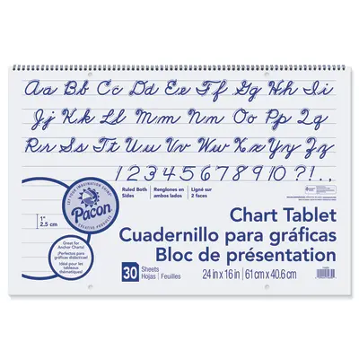 Pacon  Chart Tablet, Cursive Cover, 1 in ruled 24