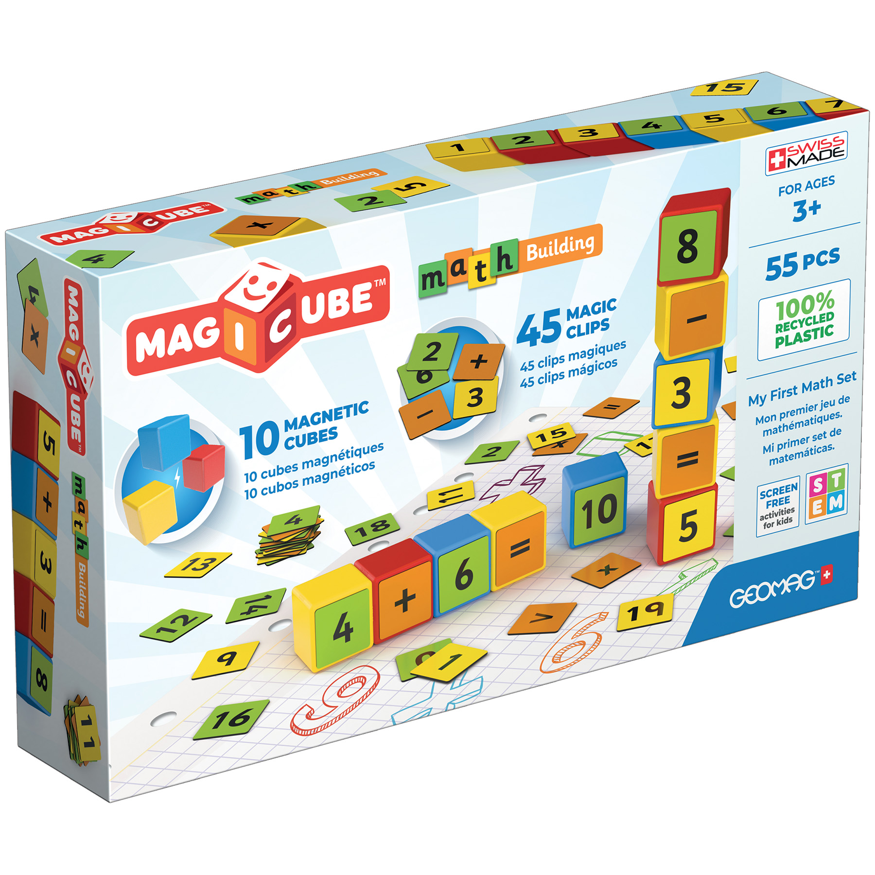 Geomag Magicube Math Building Set, Recycled, 55 Pieces