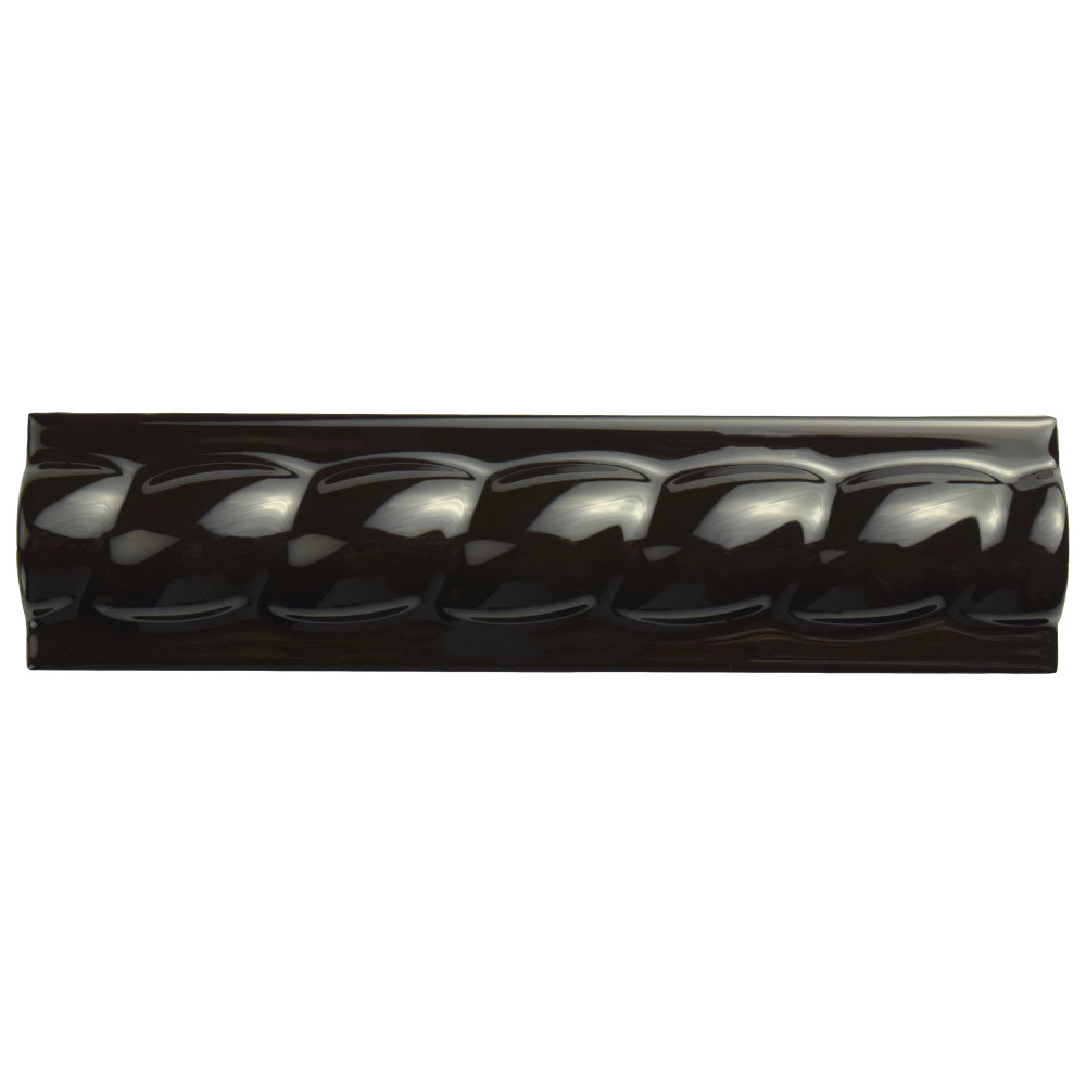 Trenza Grand Moldura Nero 2 in. x 7-7/8 in. Ceramic Wall Trim