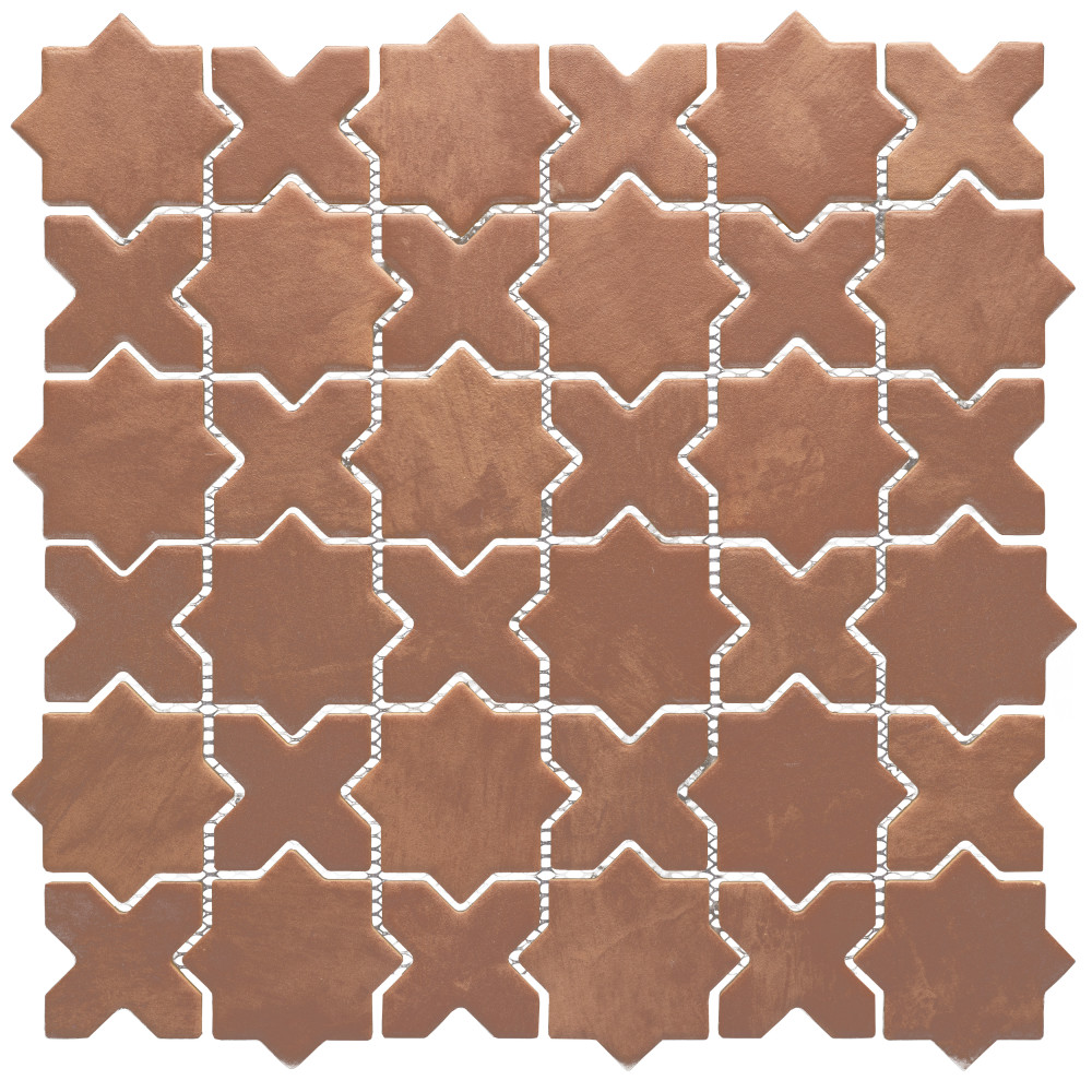 Sentier des cotto 2″ Star Cross 11-7/8 in. x 11-7/8 in. Porcelain Mosaic Tile