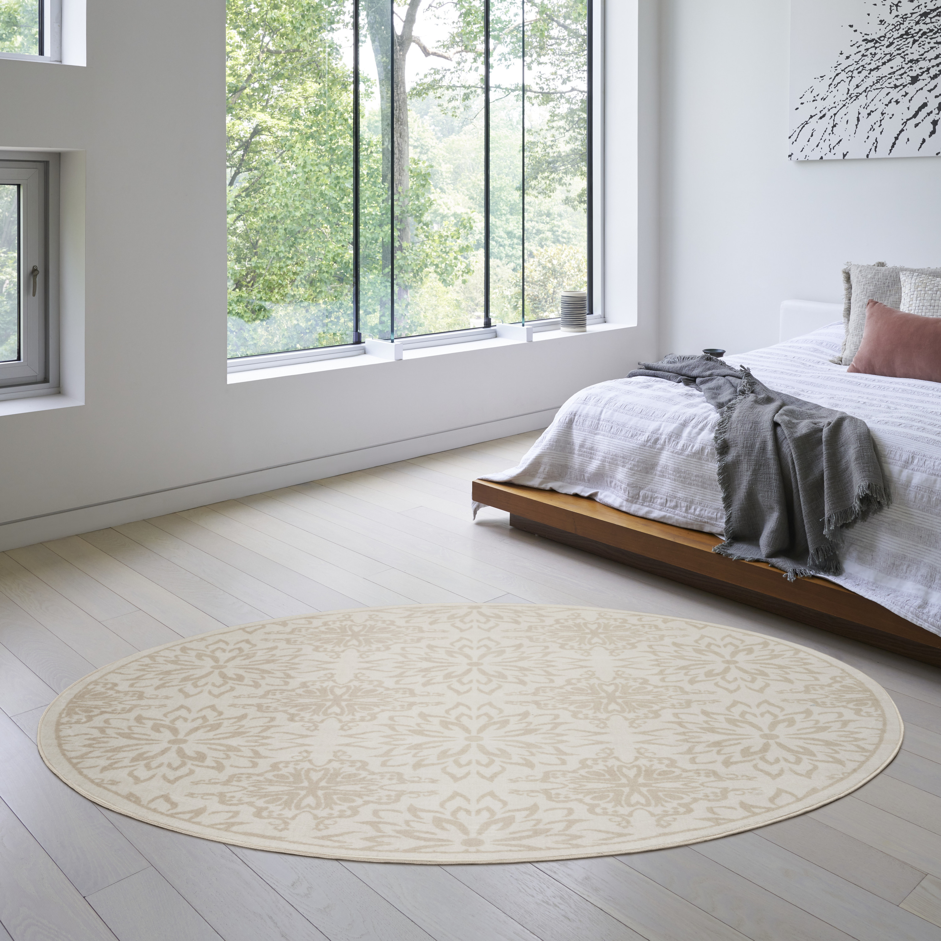 Nourison Jubilant 8' x Round Ivory Beige Farmhouse Indoor Rug