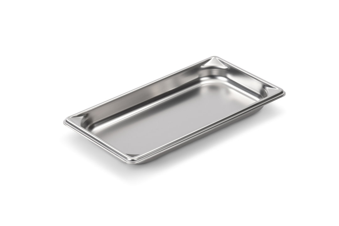 Third-size 1 ¼-inch-deep Super Pan V® stainless steel steam table pan