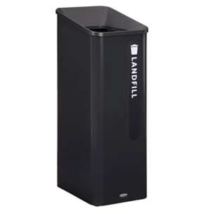 Rubbermaid Commercial, Sustain™, Landfill, 15 gal, Metal/Resin, Black, Rectangle, Receptacle