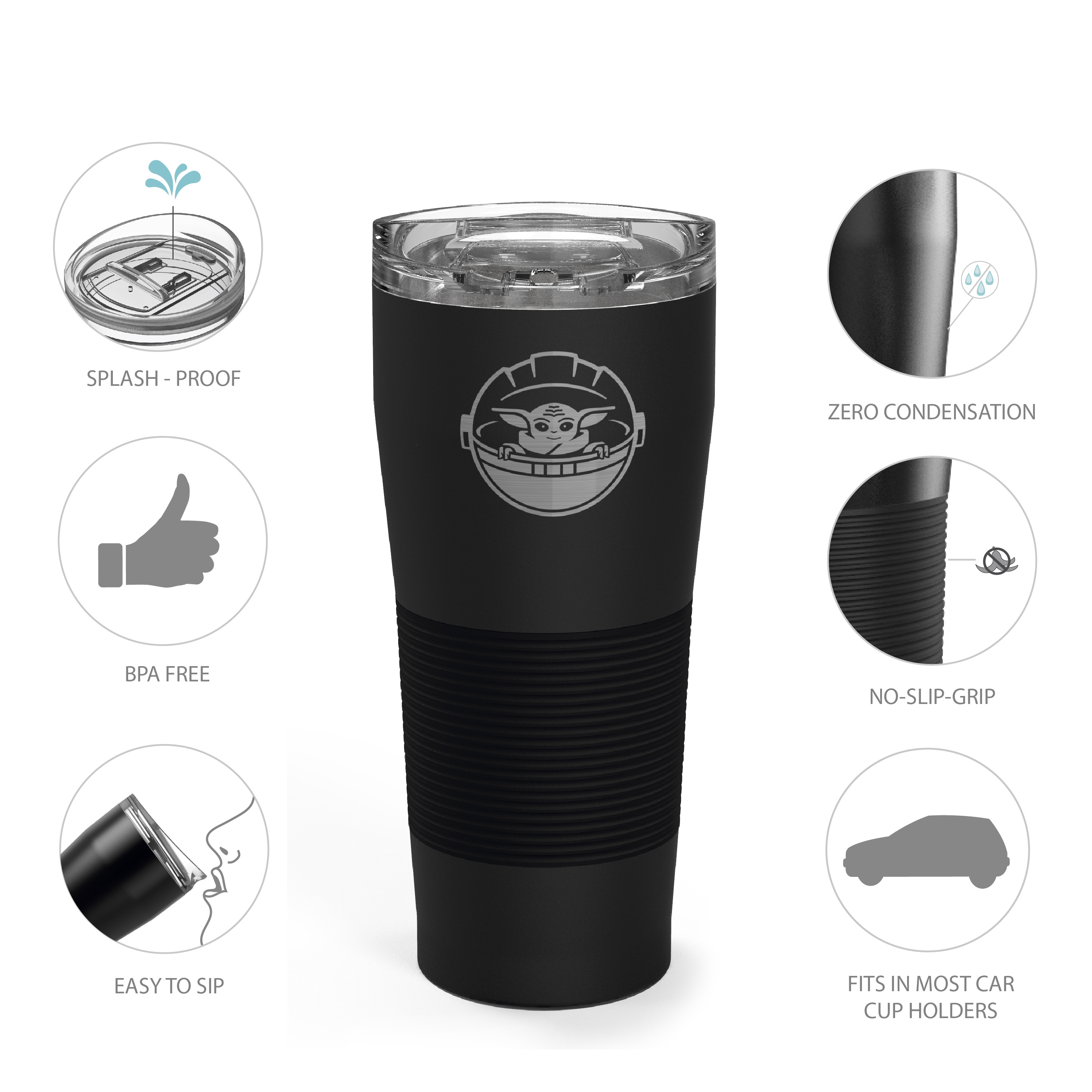 Star Wars: The Mandalorian 28 ounce Vacuum Insulated Stainless Steel Tumbler, The Child slideshow image 8 Star Wars: The Mandalorian 28 ounce Vacuum Insulated Stainless Steel Tumbler, The Child slideshow image 8