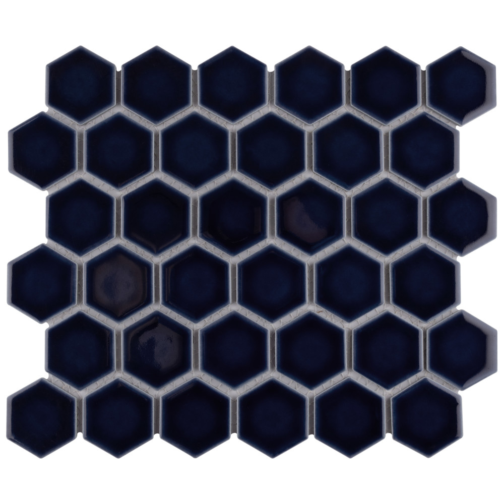 Hudson Due 2″ Hex Smoky Blue 10-7/8 in. x 12-5/8 in. Porcelain Mosaic Tile