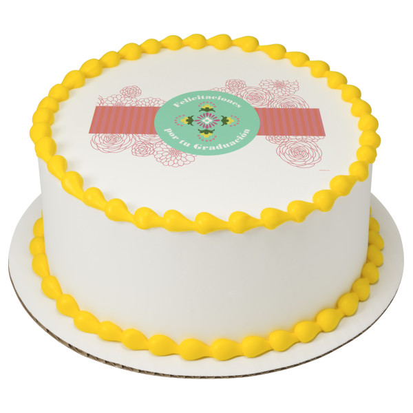 Felicitaciones por tu Graduación Floral PhotoCake® Edible Image®