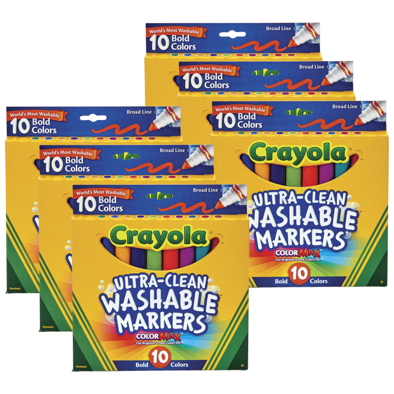 Ultra-Clean Washable® Bold, Broad Line, Color Max Markers, 10 Per Pack, 6 Packs