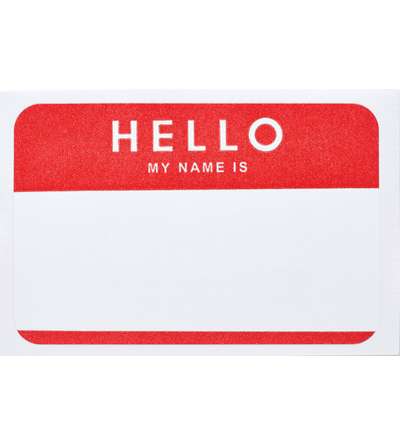 Self-Adhesive Name Badges, Hello, Red