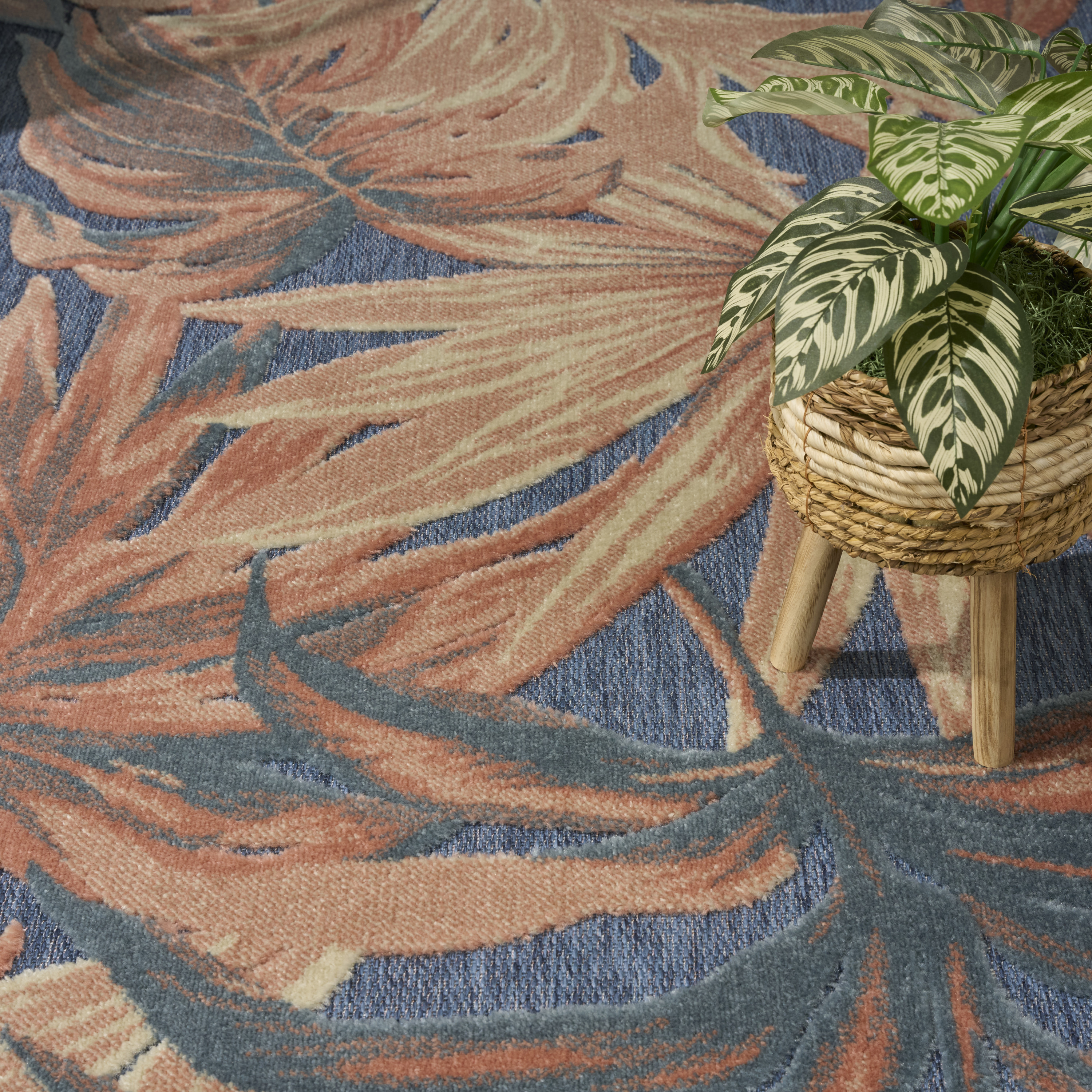 Nourison Aloha 7'10" x 10'6" Blue Rose Modern Rug