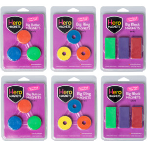 Hero Magnets Bundle: Button, Blocks & Rings, 18 Pieces