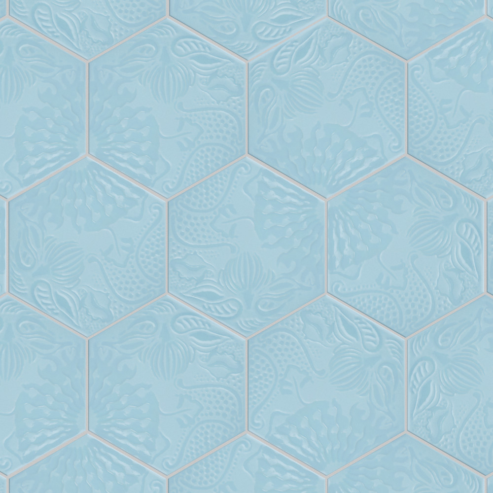 Gaudi Lux Hex Aqua 8-5/8 in. x 9-7/8 in. Porcelain Floor and Wall Tile