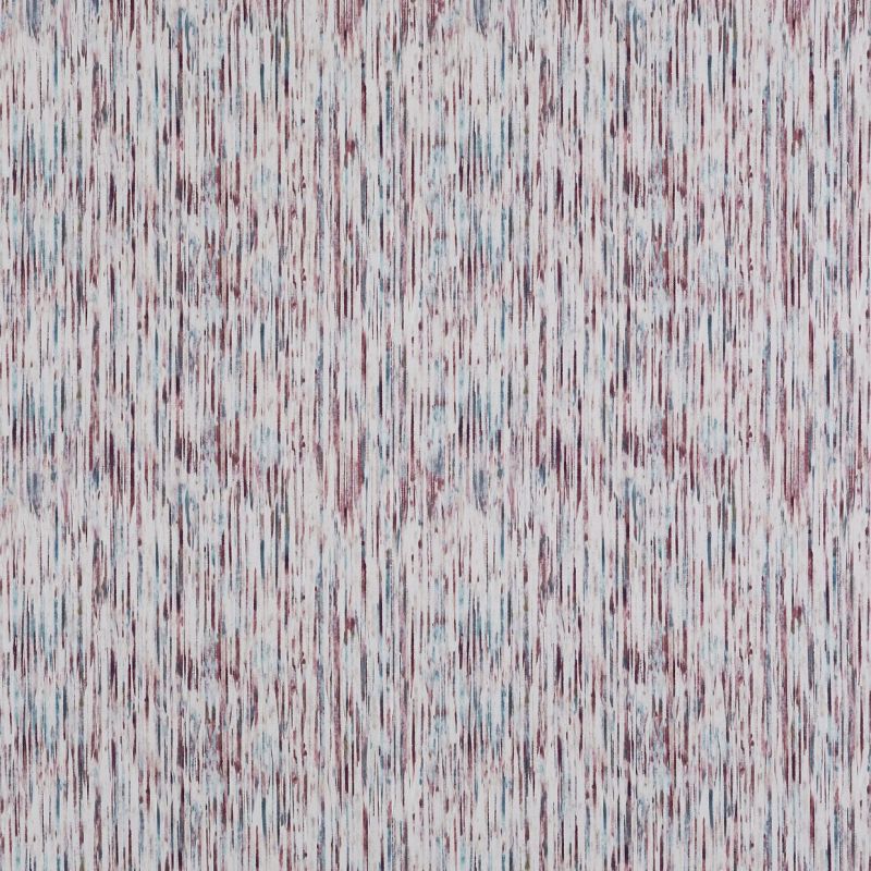 Textured vertical-striped wallpaper covering the entire field, featuring irregular thin burgundy, blue, and gray streaks; creating a weathered, rainlike effect in an evenly lit, abstract close-up.