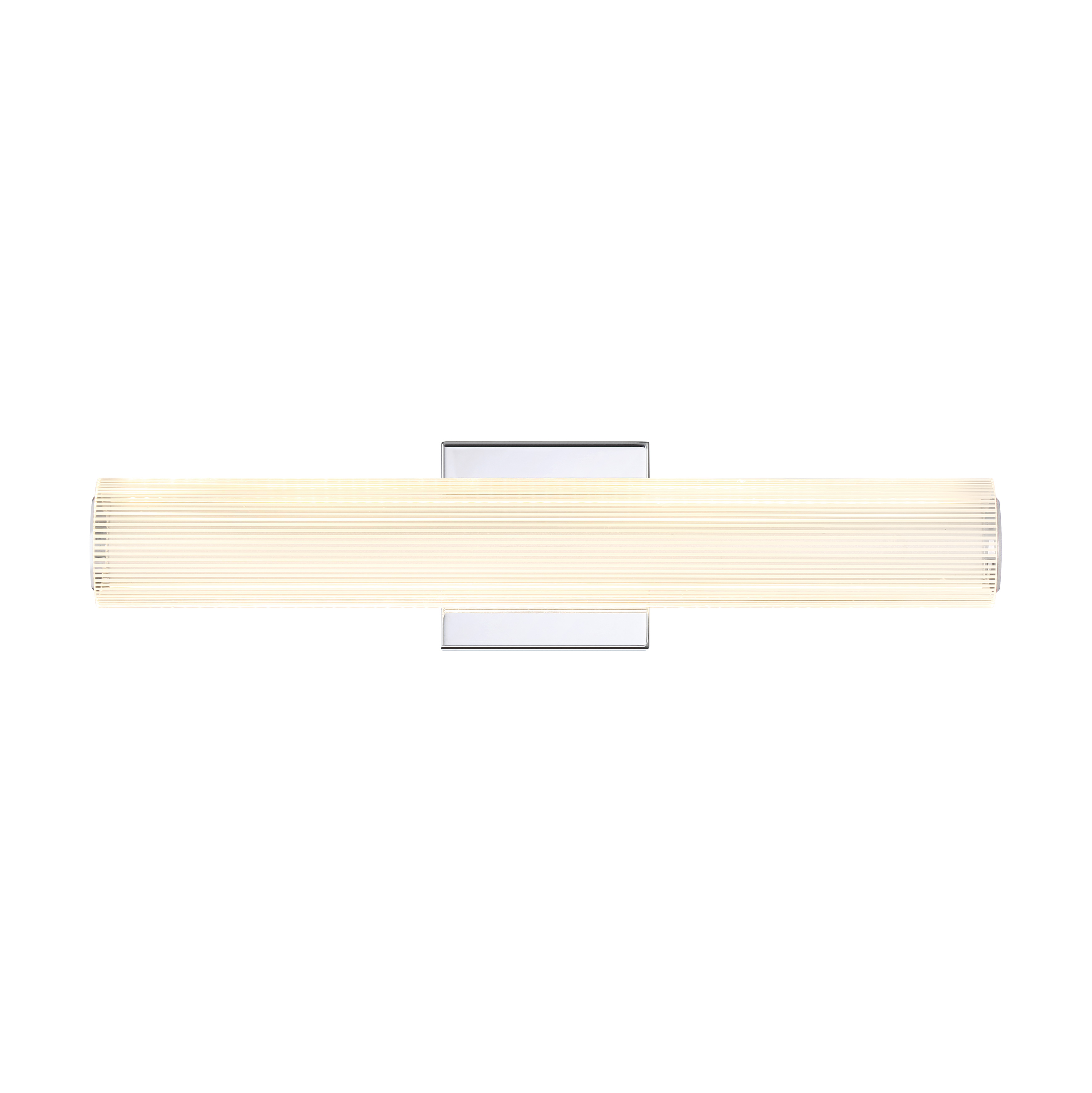 The Razors Edge LED Wall Sconce combines contemporary chrome styling with high-performance LED technology. Its 24-inch width and striped acrylic shade deliver bright, even illumination perfect for vanity and hallway applications. - alternate view