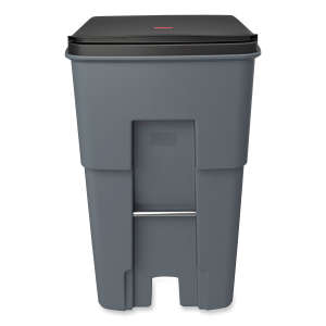 Rubbermaid Commercial, Rollout, 95 gal, Resin, Gray, Square, Receptacle